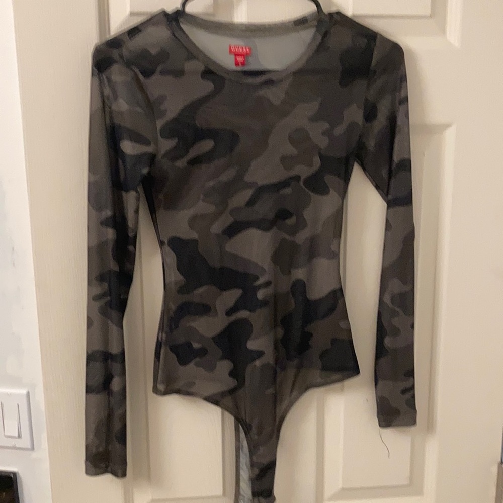 Sheer camo guess bodysuit